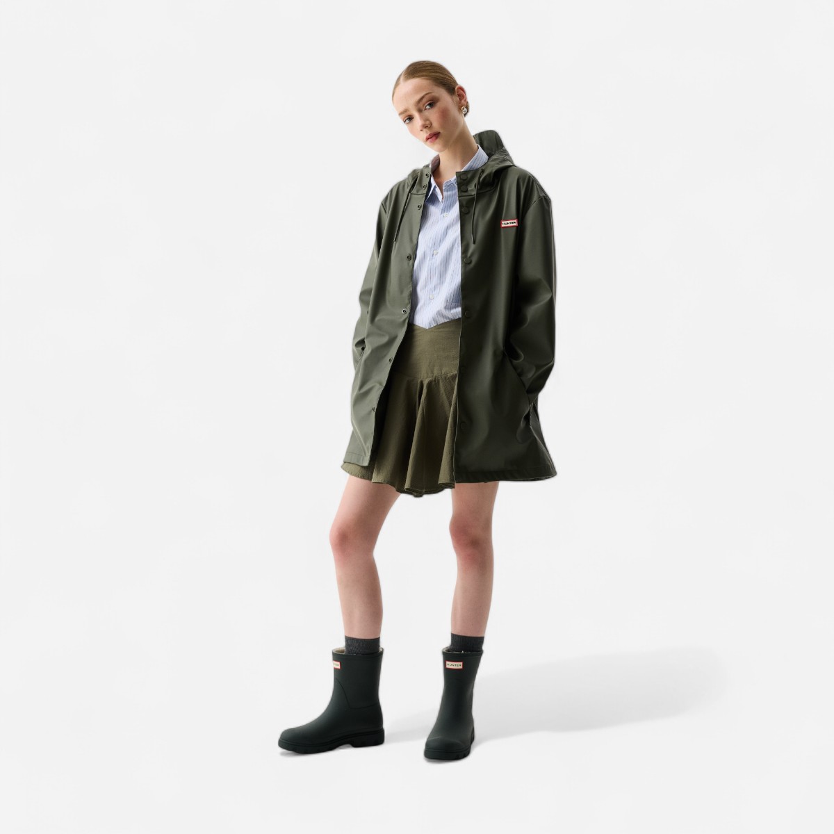 Resim Downpour Jo Kısa Unisex Koyu Haki Yağmurluk