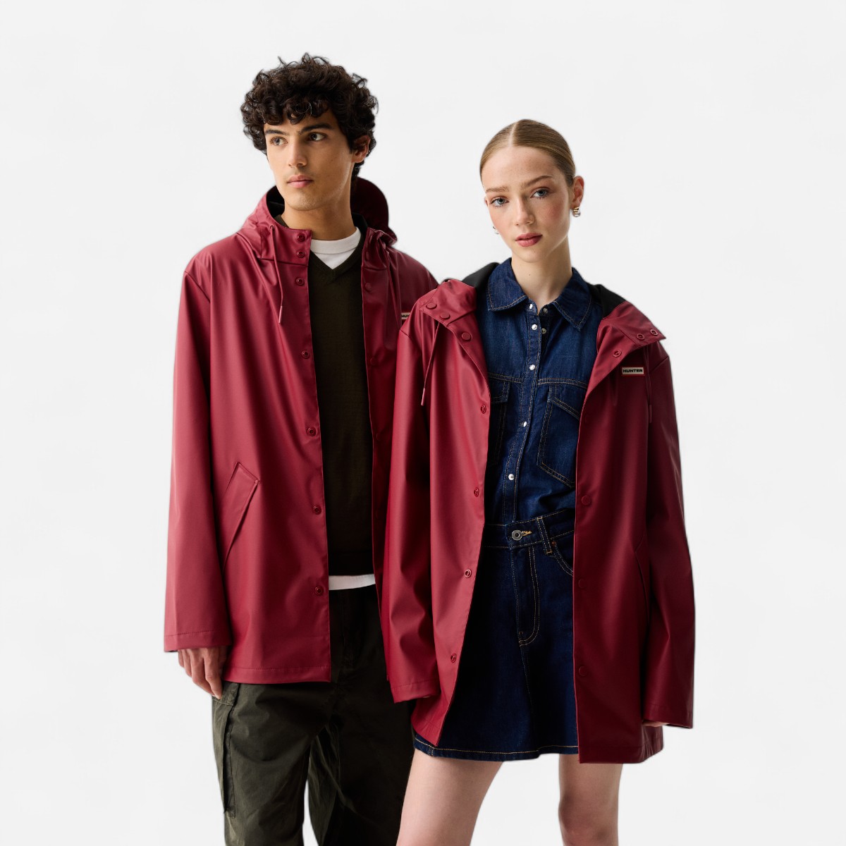 Resim Downpour Jo Uzun Unisex Bordo Yağmurluk