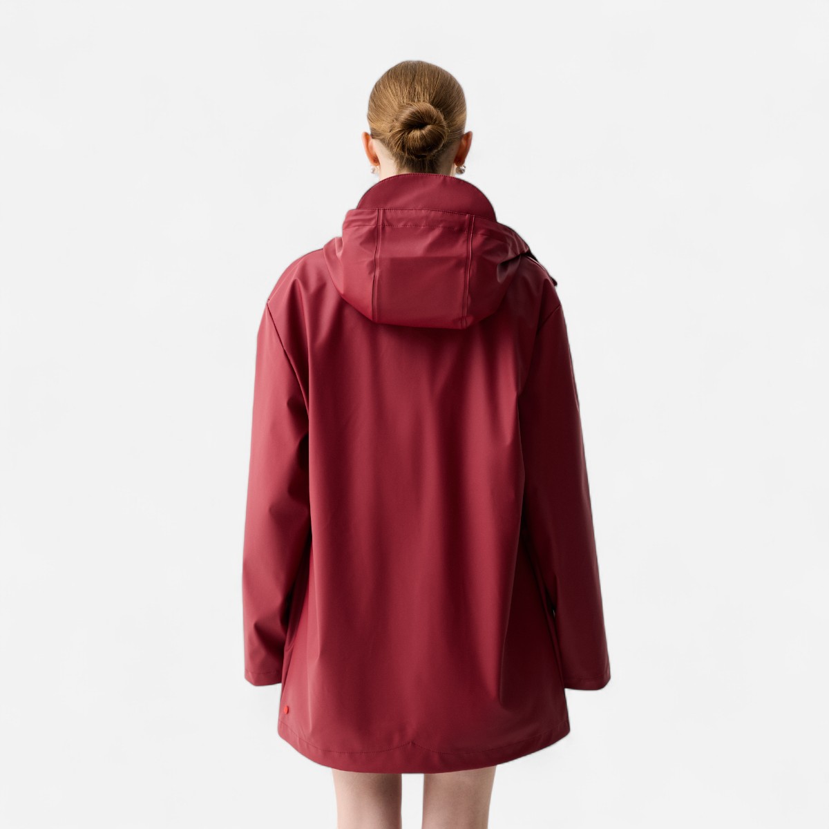 Resim Downpour Jo Uzun Unisex Bordo Yağmurluk
