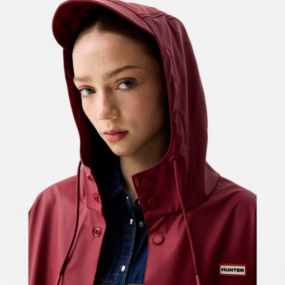 Resim Downpour Jo Uzun Unisex Bordo Yağmurluk