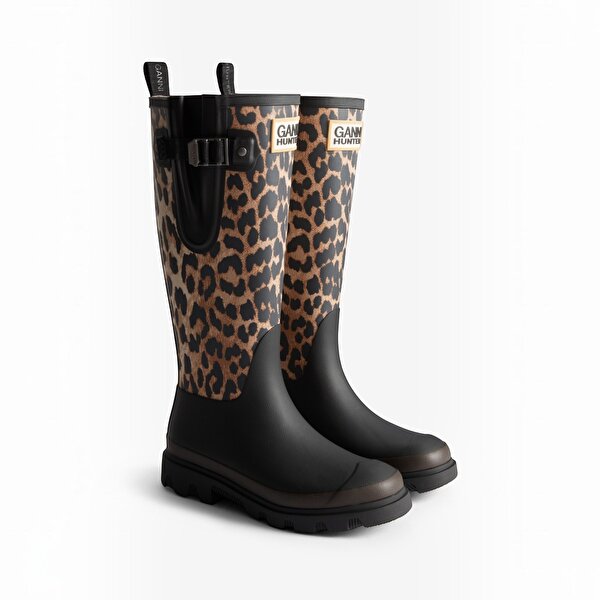 Ganni X Hunter Downpour Wellington Kadın Leopar Uzun Bot HFRU0008262-OU - 1