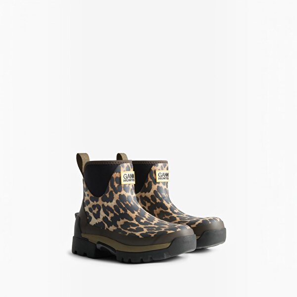 Ganni X Hunter Balmoral Kadın Leopar Kısa Bot HFRW0020262-OU - 1
