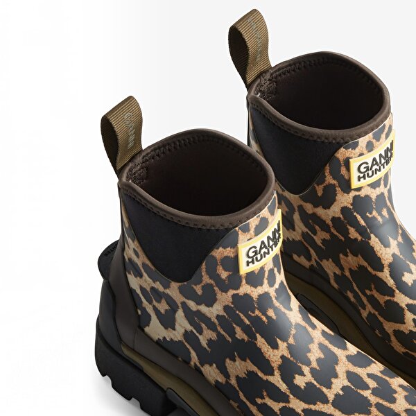 Ganni X Hunter Balmoral Kadın Leopar Kısa Bot HFRW0020262-OU - 3